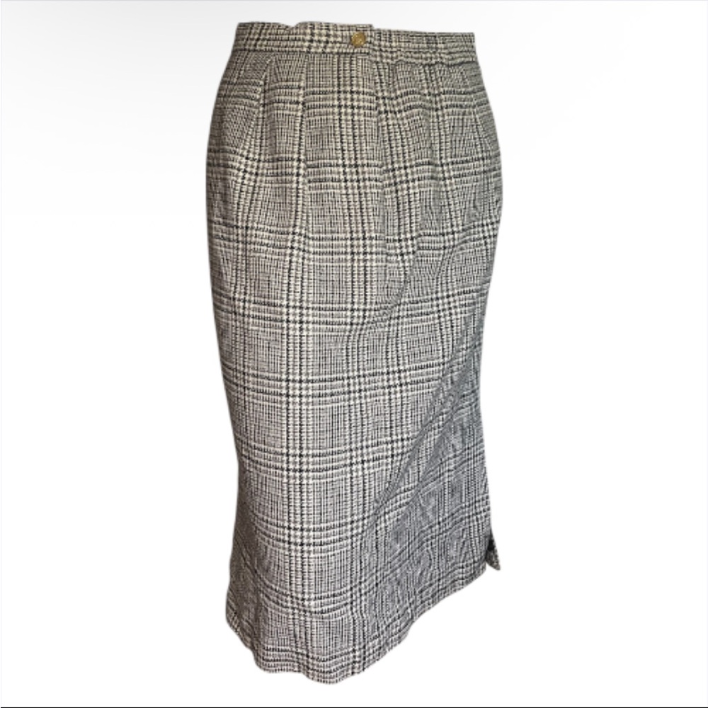 Vintage Haberdashery Petite Wool Gray Plaid Women's Pencil Skirt